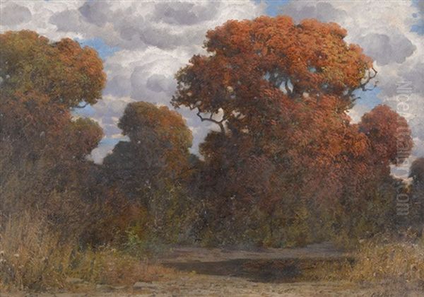 Herbstliche Waldlichtung Oil Painting by Eduard Ruedisuehli