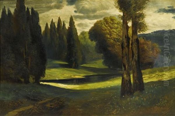 Waldlandschaft Oil Painting by Eduard Ruedisuehli