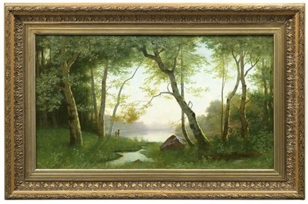 Morgenstimmung Am Waldsee Oil Painting by Eduard Ruedisuehli