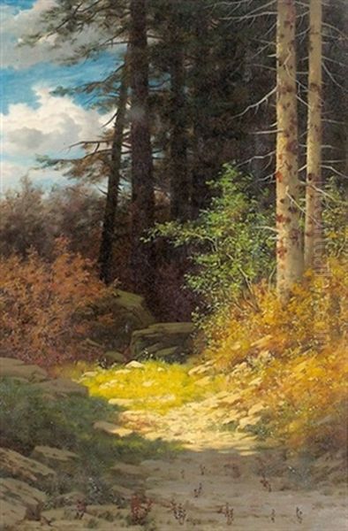 Sonniger Waldweg Oil Painting by Eduard Ruedisuehli