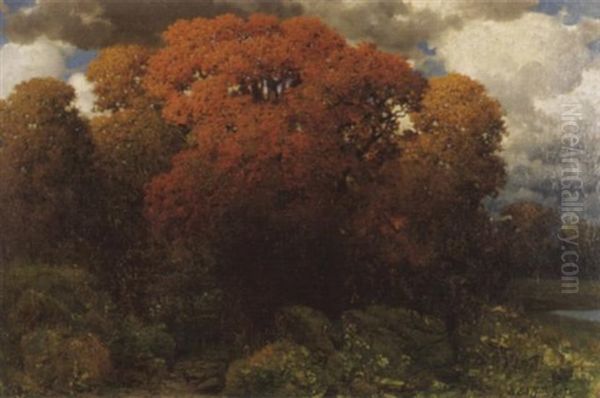 Wald In Herbstfarbung Oil Painting by Eduard Ruedisuehli