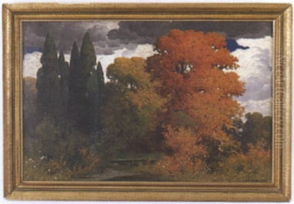 Autumn Landscape Oil Painting by Eduard Ruedisuehli