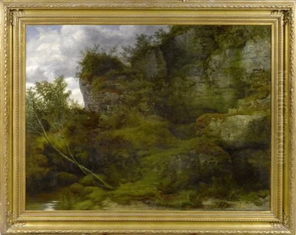 Waldlandschaft Mit Felsen Oil Painting by Jakob Lorenz Ruedisuehli