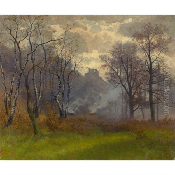 Herbstlandschaft (autumn Landscape) Oil Painting by Jakob Lorenz Ruedisuehli