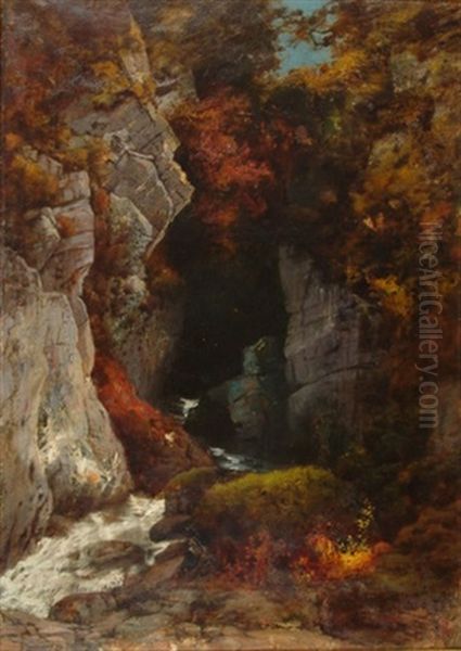 Blick Auf Die Gorges De Moutier Oil Painting by Jakob Lorenz Ruedisuehli