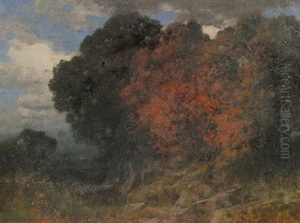 Baumlandschaft Im Herbst Oil Painting by Traugott Hermann Ruedisuehli