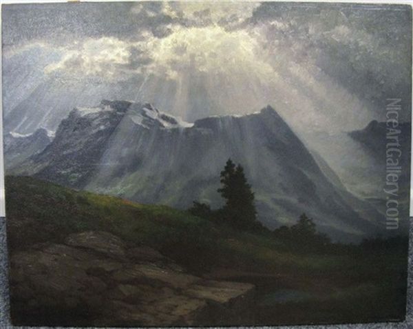 Gebirgslandschaft Oil Painting by Traugott Hermann Ruedisuehli