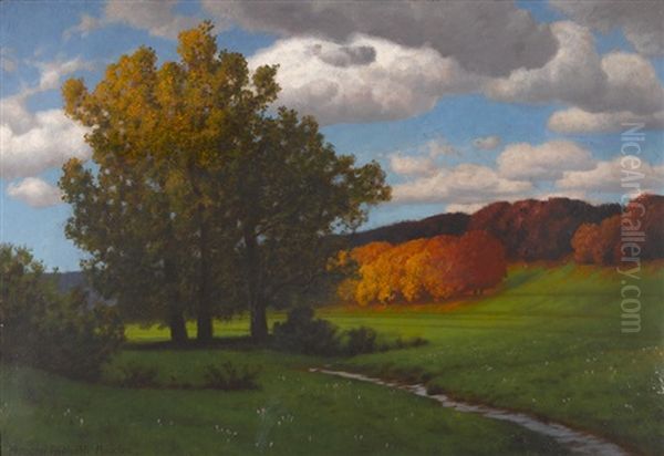 Herbstsonne Oil Painting by Traugott Hermann Ruedisuehli