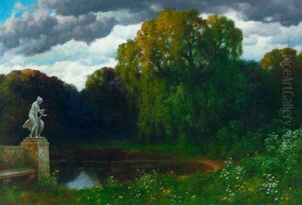 Parklandschaft Mit Leda Mit Dem Schwan Oil Painting by Traugott Hermann Ruedisuehli