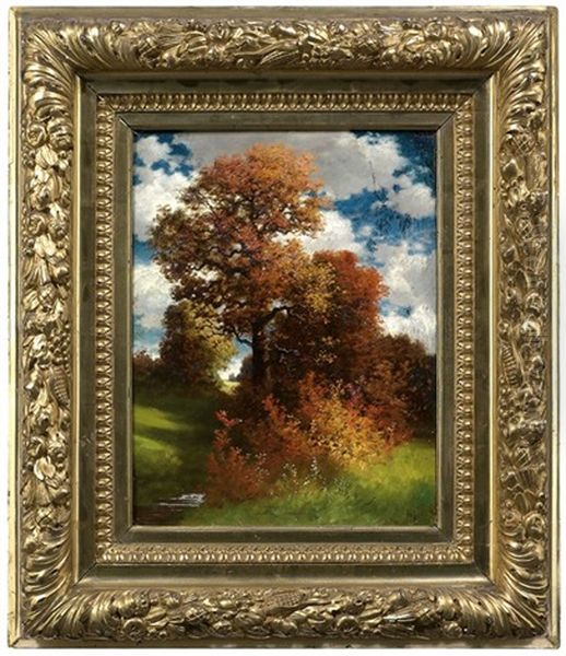 Herbstliche Eichen Oil Painting by Traugott Hermann Ruedisuehli