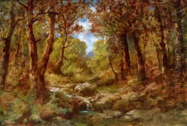 Herbstliches Waldinterieur Oil Painting by Traugott Hermann Ruedisuehli