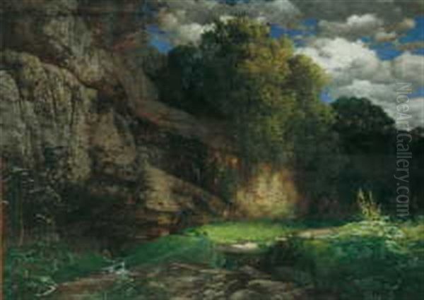 Felsige Landschaft Oil Painting by Traugott Hermann Ruedisuehli