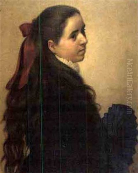 Portrat Der Louise Rudisuhli Oil Painting by Traugott Hermann Ruedisuehli