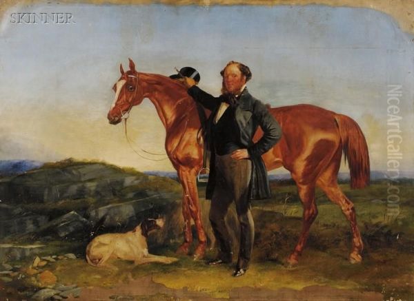 Equestrian Portrait Oil Painting by R.T. Bott