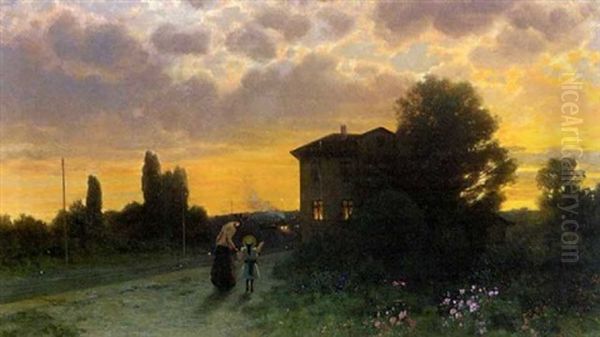 Ersehnte Stunde Oil Painting by Traugott Hermann Ruedisuehli