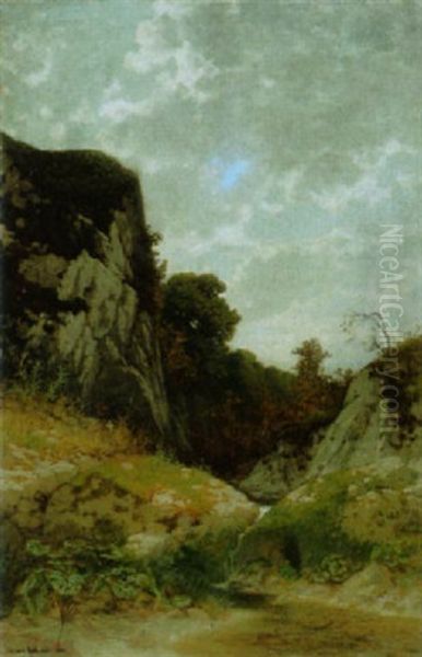 Waldbach Oil Painting by Traugott Hermann Ruedisuehli