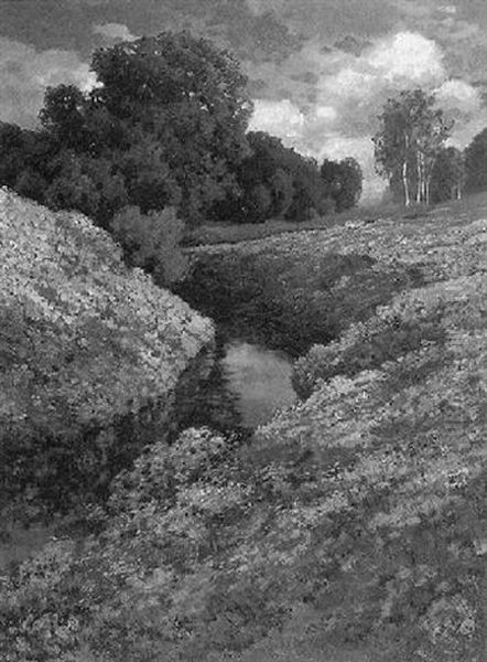 Sommerliche Bachlandschaft Oil Painting by Traugott Hermann Ruedisuehli