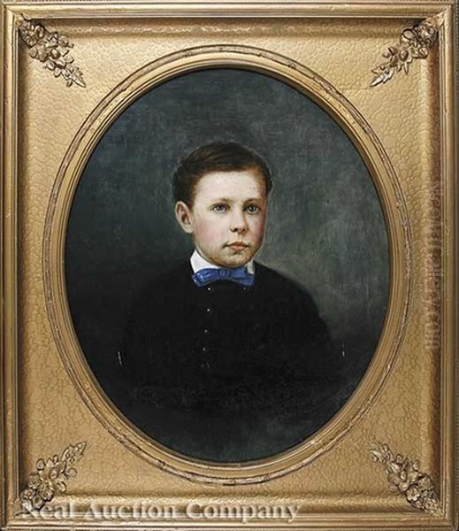 Portrait Of A Boy With A Blue Tie Oil Painting by Harold Rudolph