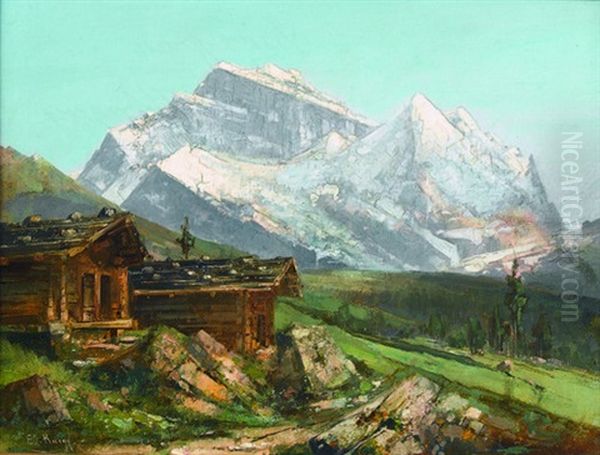 Wengernalp Mit Blick Auf Die Jungfrau Oil Painting by Eduard Rueegg