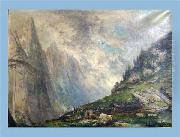 Breithorn, Lauterbrunnental Oil Painting by Eduard Rueegg