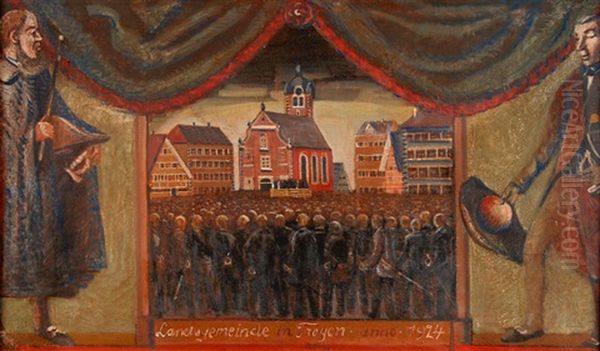 Landsgemeinde In Trogen Oil Painting by Ernst Georg Rueegg