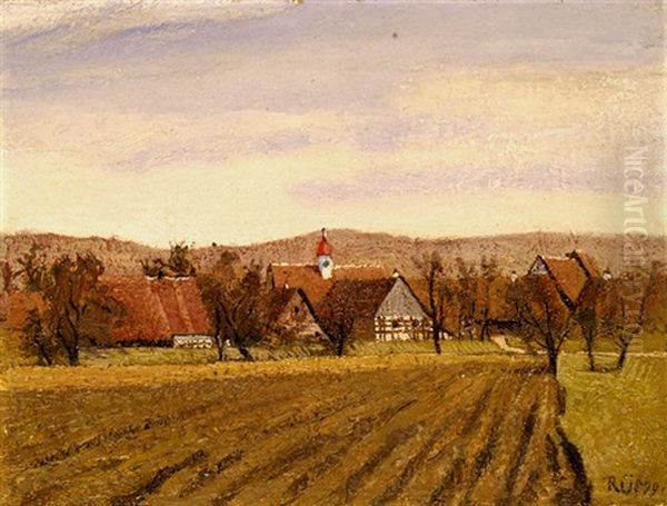 Winkel Bei Bulach Oil Painting by Ernst Georg Rueegg