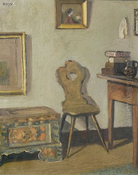 Interieur Mit Bauernmobel Oil Painting by Ernst Georg Rueegg