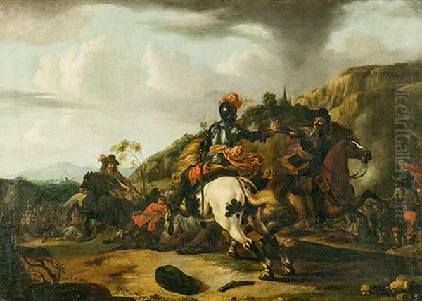 Die Reiterschlacht Oil Painting by Georg Philipp Rugendas the Elder