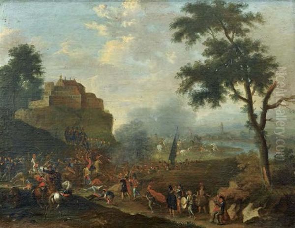 Scenes D'escarmouches Oil Painting by Georg Philipp Rugendas the Elder