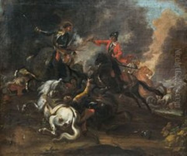 Schlachtenszene Oil Painting by Georg Philipp Rugendas the Elder