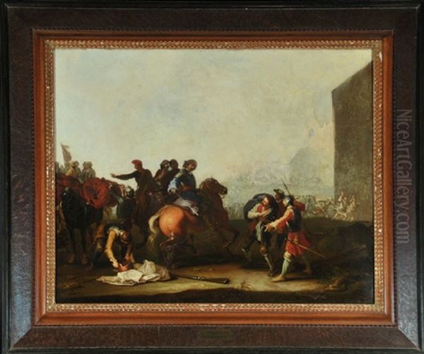 Schlacht- Und Vertreibungsszene Mit Reitern Oil Painting by Georg Philipp Rugendas the Elder