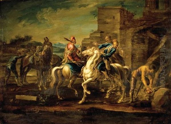 Riders Oil Painting by Georg Philipp Rugendas the Elder