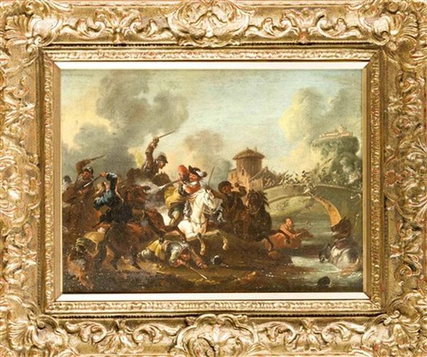 Schlachtenszene Oil Painting by Georg Philipp Rugendas the Elder