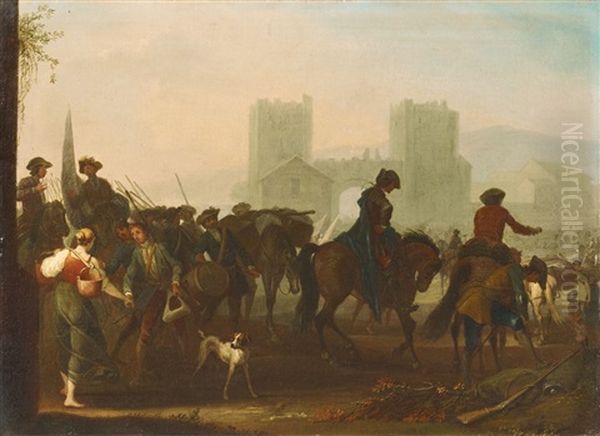 The Departure Of The Soldiers Oil Painting by Georg Philipp Rugendas the Elder