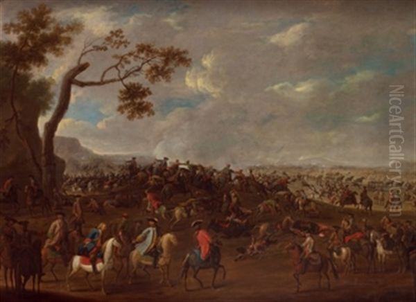 Escena De Batalla En Flandes Oil Painting by Georg Philipp Rugendas the Elder