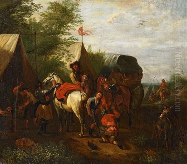 Beim Hufschmied Oil Painting by Georg Philipp Rugendas the Elder