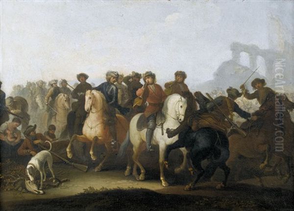 Ruckkehr Von Einer Reiterschlacht Oil Painting by Georg Philipp Rugendas the Elder