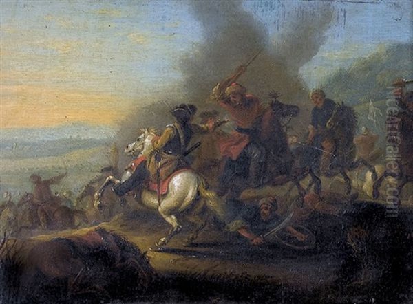 Reiterschlacht Oil Painting by Georg Philipp Rugendas the Elder