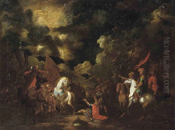 The Conversion Of Saint Paul On The Road To Damascus Oil Painting by Georg Philipp Rugendas the Elder