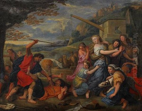 Cain Och Abel Oil Painting by Georg Philipp Rugendas the Elder