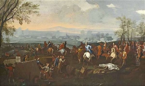 Belagerung Einer Stadt (schlacht Bei Blindheim/blenheim, 1704?) Oil Painting by Georg Philipp Rugendas the Elder