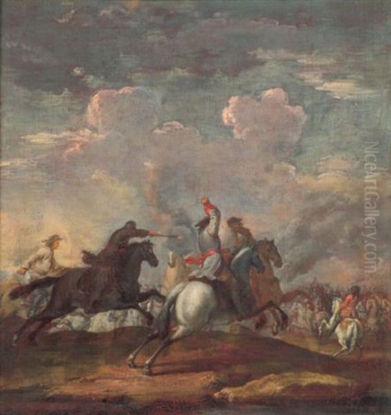 Reitergefecht Oil Painting by Georg Philipp Rugendas the Elder