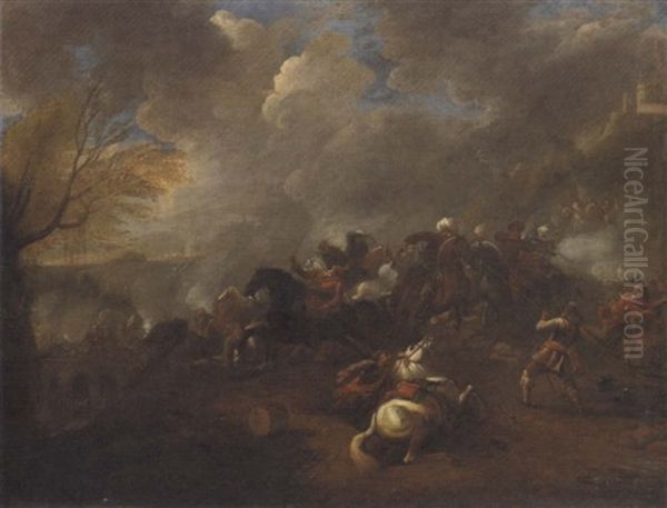 A Calvary Battle by Georg Philipp Rugendas the Elder