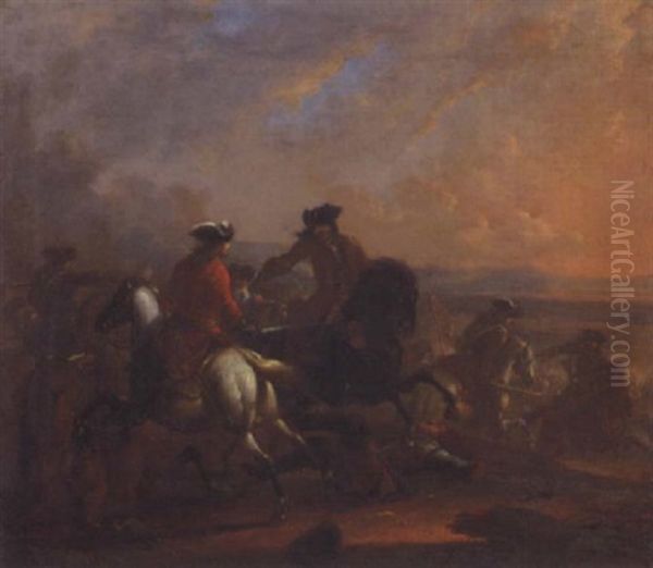 Reiterschlacht Oil Painting by Georg Philipp Rugendas the Elder