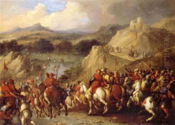 Charge Turque Oil Painting by Georg Philipp Rugendas the Elder