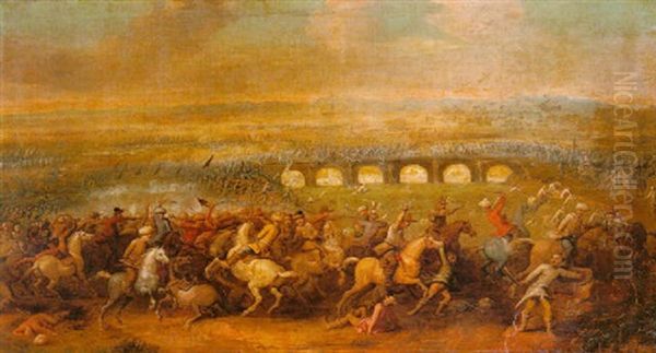 La Bataille De Jean Iii Sobieski Contre Les Turcs En 1689 Devant Vienne Oil Painting by Georg Philipp Rugendas the Elder