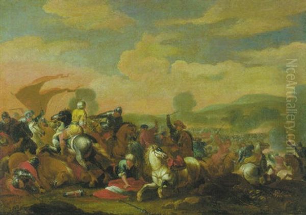 Schlacht Gegen Die Turken (vor Wien?) Oil Painting by Georg Philipp Rugendas the Elder