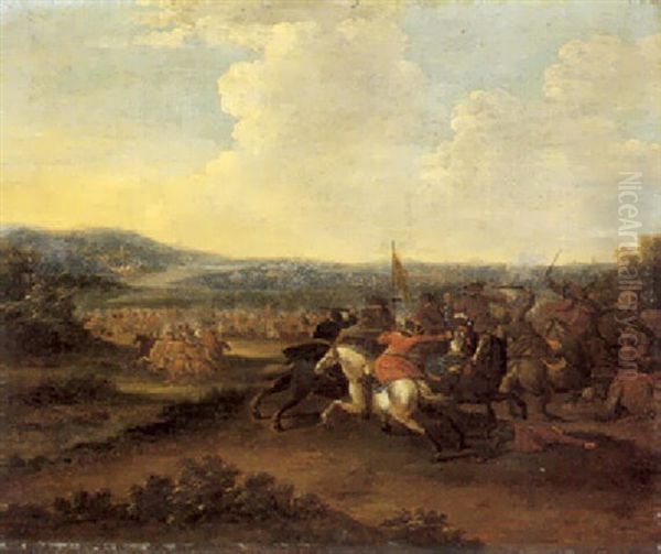 Reiterschlacht Oil Painting by Georg Philipp Rugendas the Elder