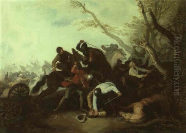 Bewaffnete Reiter Und Bauern Im Kampf Oil Painting by Georg Philipp Rugendas the Elder