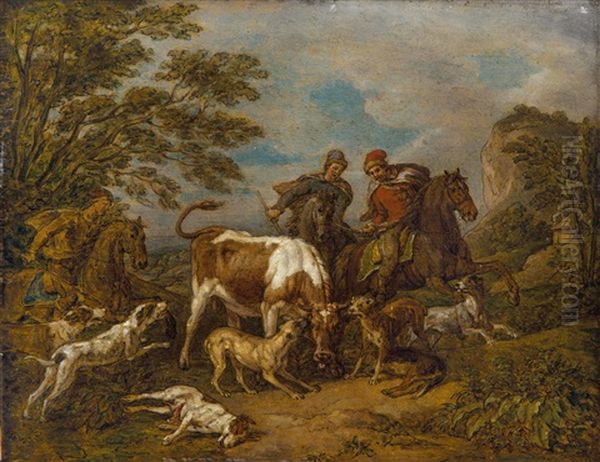 Stierhatz Oil Painting by Georg Philipp Rugendas the Younger